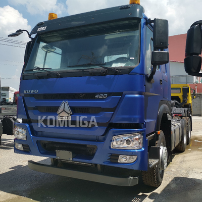 Diseño de neumáticos radiales y caja de cambios Hw19710 Sinotruk 6X4 HOWO Container Truck Head Tractor usado
