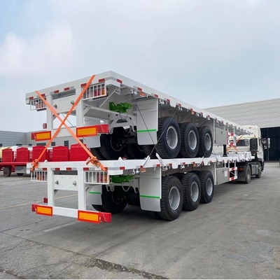 3 ejes 40FT 20FT remolque de cama plana con contenedor de bloqueo Jost dos velocidades de apoyo pierna