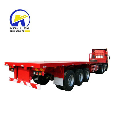 Semi-remolque opcional ABS de 3 ejes de 50 toneladas para contenedores de lecho plano de 40 FT Lowboy