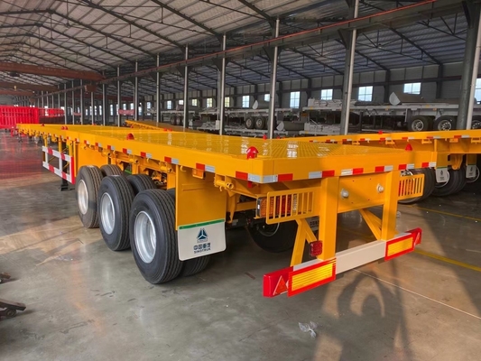 12500*2500*1650mm 40 contenedores de tres ejes de primera calidad semirremolque de cama plana auto-desplazo usado