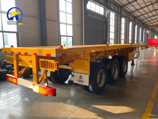 Sinotruk HOWO Remolque de piso plano de 3 ejes Remolque de contenedores con luz LED y ABS opcional