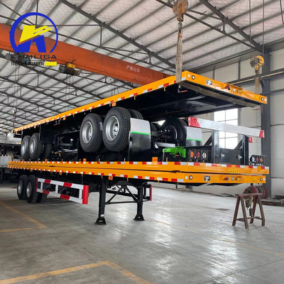 Semi-remolque de capacidad de carga de 50 T para contenedores de transporte estándar de 20/40/45/48 FT cama plana