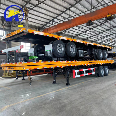 Semi-remolque de capacidad de carga de 50 T para contenedores de transporte estándar de 20/40/45/48 FT cama plana