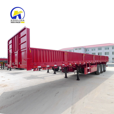 Trailer de carga de cama plana de 40T 60T Semi-trailer de pared lateral con base de las ruedas 7000-8000 mm