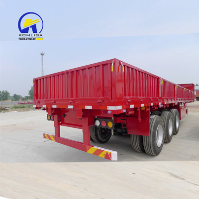 Trailer de carga de cama plana de 40T 60T Semi-trailer de pared lateral con base de las ruedas 7000-8000 mm