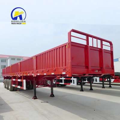 Trailer de carga de cama plana de 40T 60T Semi-trailer de pared lateral con base de las ruedas 7000-8000 mm
