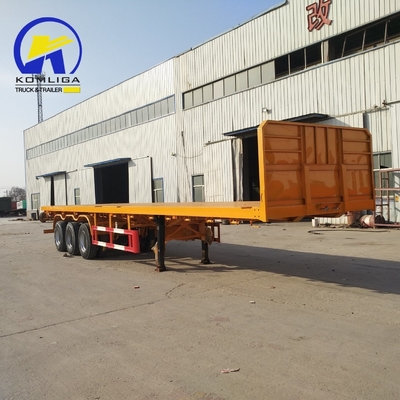 Semi-remolque 45FT de 3 ejes y 4 ejes de piso plano para el transporte de contenedores Certificación GCC