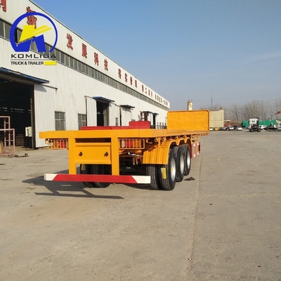 Semi-remolque 45FT de 3 ejes y 4 ejes de piso plano para el transporte de contenedores Certificación GCC
