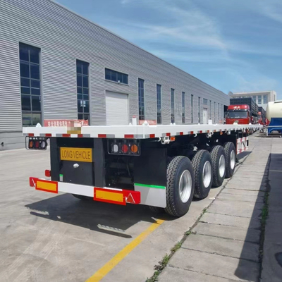 3 ejes 40FT 48FT remolque de cama plana con caja de herramientas de una pieza 1m * 0.5m * 0.5m Certificado ISO9001