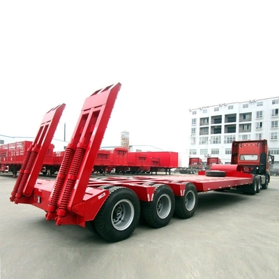 Q345b Remolque de camión de tramo principal de acero con lecho plano y lecho bajo para tractores de 3 4 5 ejes