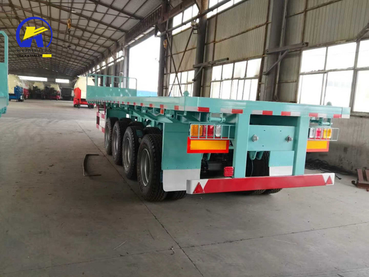 4 ejes 40FT 45FT 50ton remolque de cama plana con bloqueo de contenedores y Q345b acero viga principal