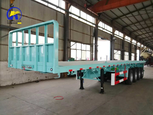 4 ejes 40FT 45FT 50ton remolque de cama plana con bloqueo de contenedores y Q345b acero viga principal