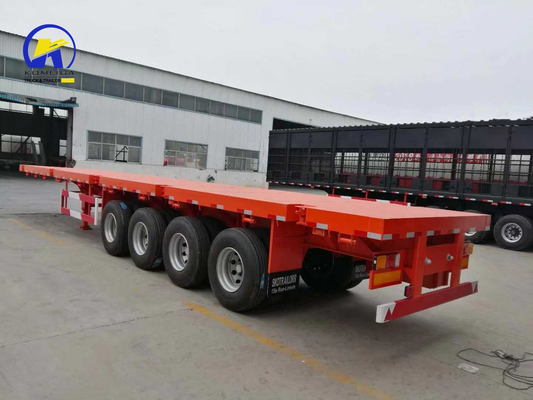 4 ejes 40FT 45FT 50ton remolque de cama plana con bloqueo de contenedores y Q345b acero viga principal