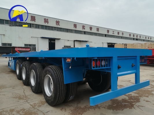 4 Ejes 12 Unidades 40FT 45FT 20 pies Contenedor de cama plana de caída Semi remolque para bienes de valor