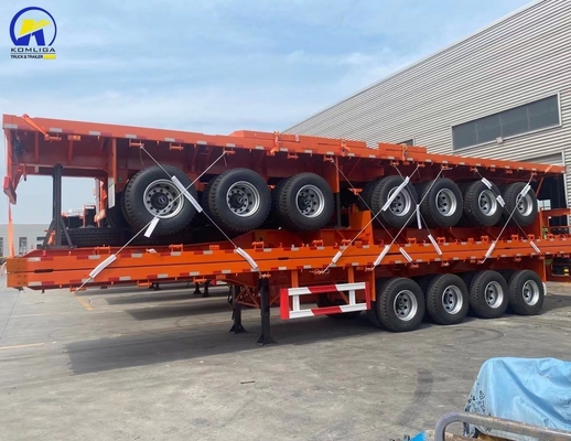 Contenedor de acero de capacidad de carga de 50 T Semirremolque de cama plana para transporte de carga pesada
