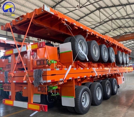 Contenedor de acero de capacidad de carga de 50 T Semirremolque de cama plana para transporte de carga pesada