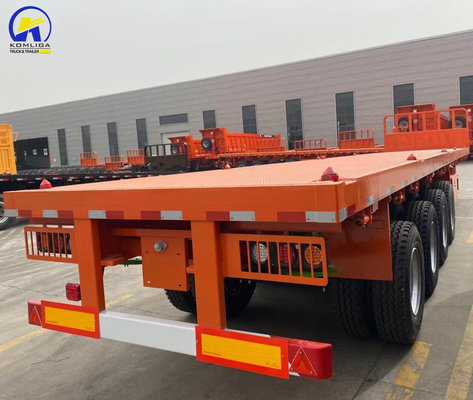 Contenedor de acero de capacidad de carga de 50 T Semirremolque de cama plana para transporte de carga pesada
