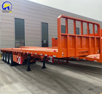 Contenedor de acero de capacidad de carga de 50 T Semirremolque de cama plana para transporte de carga pesada