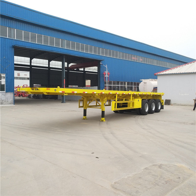 30-100t Capacidad de carga de acero 3 ejes Semirremolque de cama plana Remolque de transporte