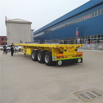 30-100t Capacidad de carga de acero 3 ejes Semirremolque de cama plana Remolque de transporte