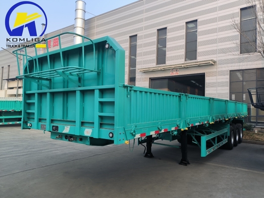Semirremolque de carga de 600 mm de 3 ejes Verdant de color verde de pared lateral para necesidades del cliente