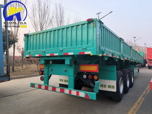 Semirremolque de carga de 600 mm de 3 ejes Verdant de color verde de pared lateral para necesidades del cliente