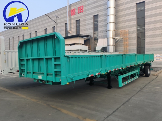 Semirremolque de carga de 600 mm de 3 ejes Verdant de color verde de pared lateral para necesidades del cliente