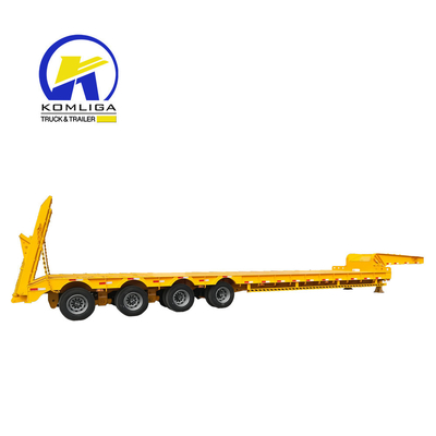 3 Ejes Extensible 40 80 60 Ton Semi remolque de cama baja con y 4 mm de espesor de plataforma