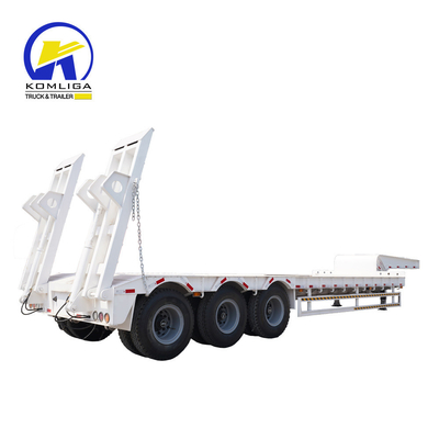 Capacidad de carga alta 60t 4 Eje Remolque de cama baja con luz LED y cuello de ganso