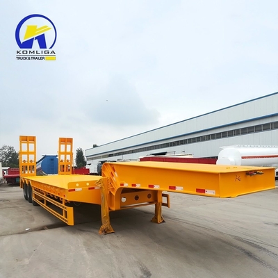 Cama de baja altura 40ft 60tons Lowboy Ramps Remolque con sistema de frenado antibloqueo ABS