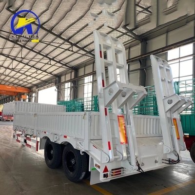 Suspensión mecánica 3 ejes 40FT Transporter Tractor Contenedor de lecho bajo Semirremolque