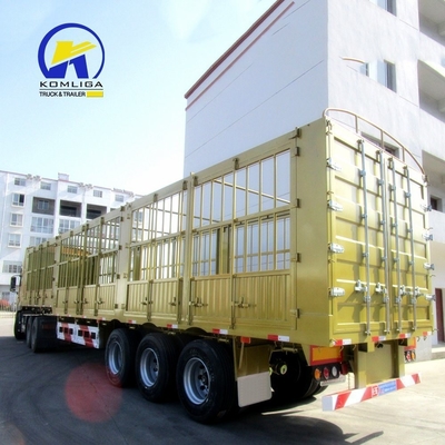 3 Ejes 60 toneladas de cerca de pared lateral remolque de carga usado con 7000-8000 mm base de ruedas y acero