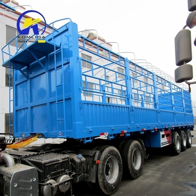 7000-8000 mm Base de ruedas Semi Drop Log Valla de furgoneta Box Cargo Remolque por suspensión mecánica