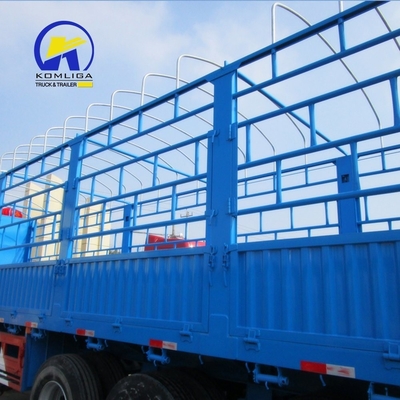 7000-8000 mm Base de ruedas Semi Drop Log Valla de furgoneta Box Cargo Remolque por suspensión mecánica