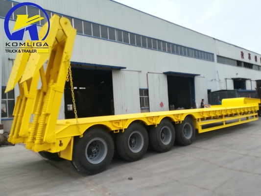 4 ejes Transporte de equipos pesados Cargador de lecho bajo Remolque de camión para el borde del semirremolque 8.0-20