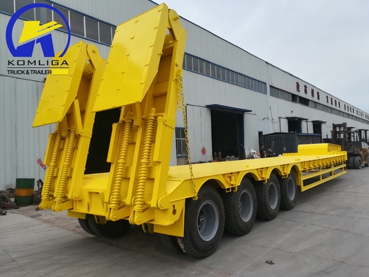 4 ejes Transporte de equipos pesados Cargador de lecho bajo Remolque de camión para el borde del semirremolque 8.0-20