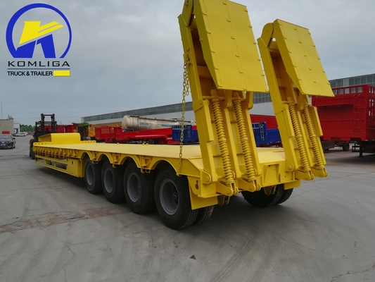 4 ejes Transporte de equipos pesados Cargador de lecho bajo Remolque de camión para el borde del semirremolque 8.0-20