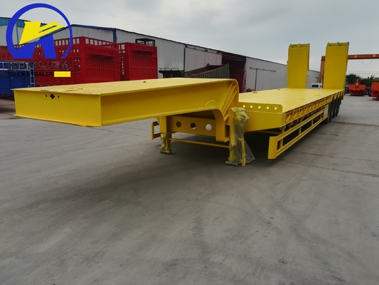 4 ejes Transporte de equipos pesados Cargador de lecho bajo Remolque de camión para el borde del semirremolque 8.0-20