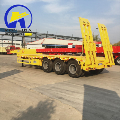 Suspensión mecánica 40FT de 3 ejes Semirremolque de banco plano/bajo para contenedores/máquinas