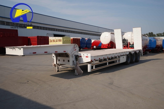 T30/30 Cámara de aire de freno 3 Ejes 60T Excavadora de transporte Lowboy Semi remolque de lecho bajo