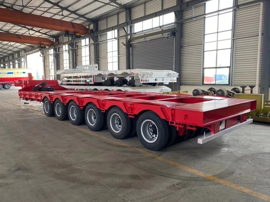 Capacidad de carga de 80T Semi remolque de cama baja de tres ejes con rampa de trabajo pesado