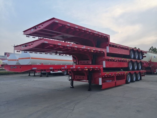 Capacidad de carga de 80T Semi remolque de cama baja de tres ejes con rampa de trabajo pesado