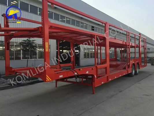 Q345b Remolques automáticos de doble cubierta con viga principal de acero al carbono para el transporte de automóviles