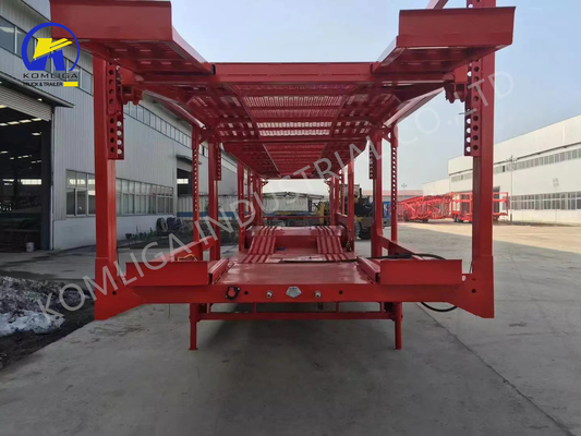 Q345b Remolques automáticos de doble cubierta con viga principal de acero al carbono para el transporte de automóviles