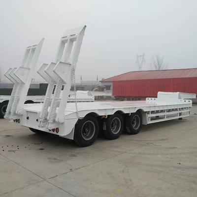 40-100 toneladas de carga útil Semi remolque de cama baja con rampa Rampa de carga pesada y usado