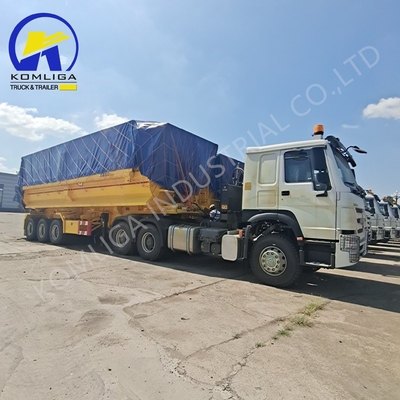 Pista de acero 1820mm U forma trasera camión hidráulico de descarga de tiros semirremolque 35cbm 3 ejes
