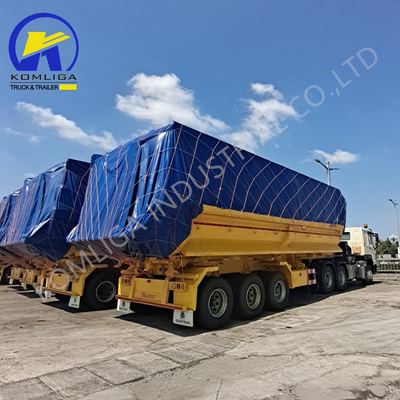 Pista de acero 1820mm U forma trasera camión hidráulico de descarga de tiros semirremolque 35cbm 3 ejes