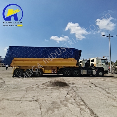 Pista de acero 1820mm U forma trasera camión hidráulico de descarga de tiros semirremolque 35cbm 3 ejes
