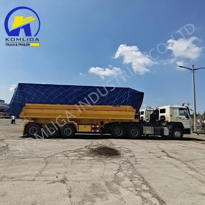Pista de acero 1820mm U forma trasera camión hidráulico de descarga de tiros semirremolque 35cbm 3 ejes
