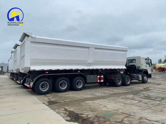 Sinotruk Blanco de 3 ejes en forma de U remolque de descarga remolque con remolque con sistema de frenado Wabco